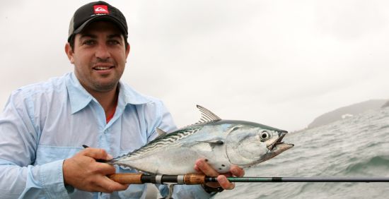 Haines Hunter MD John Haber displays a 760 prototype hull.